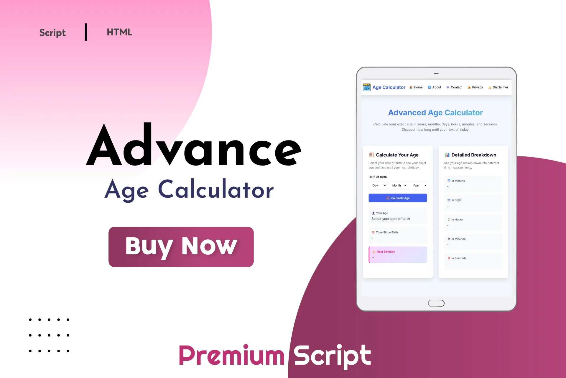 Advanced Age Calculator Script