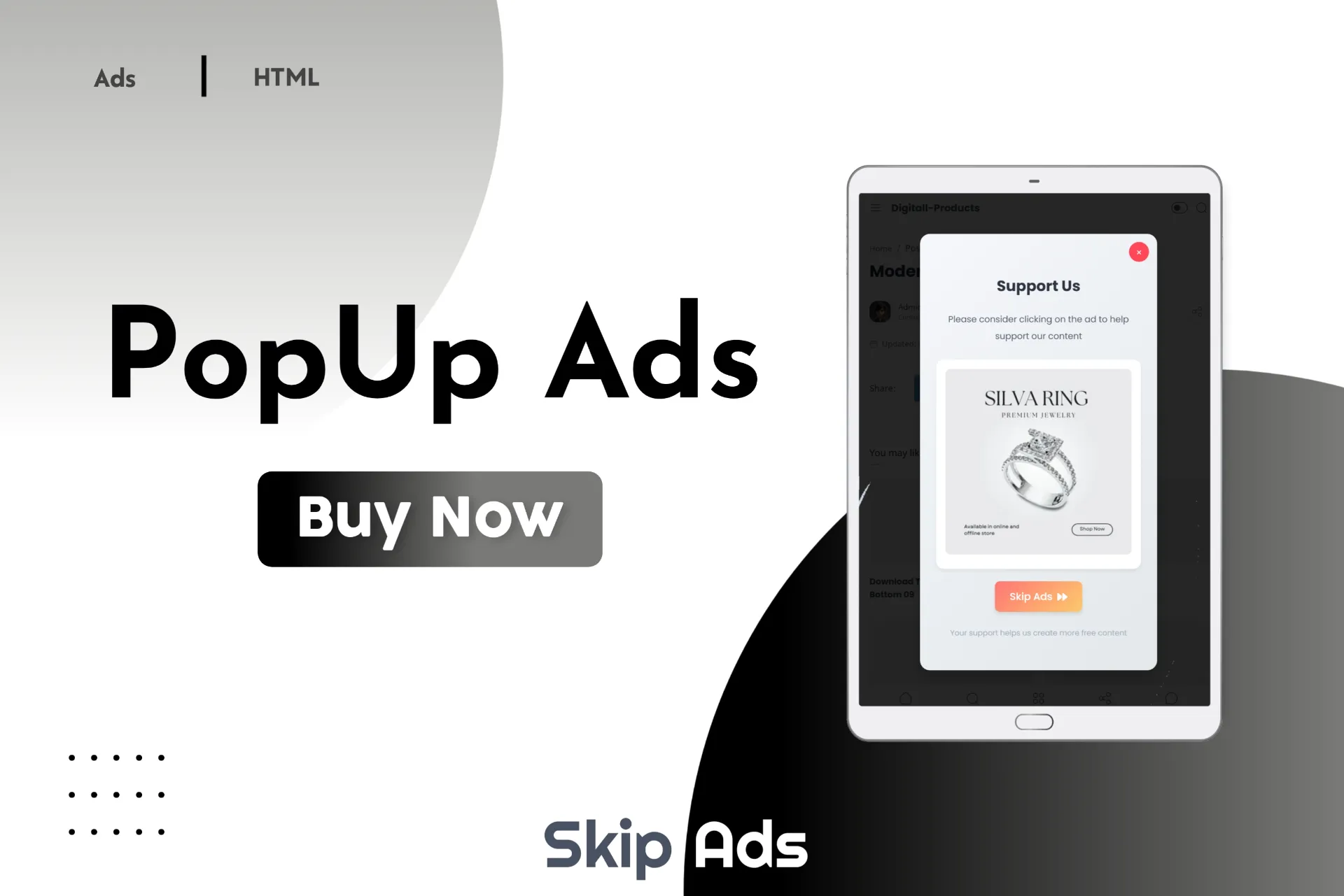 Modern Popup with Skip Ads